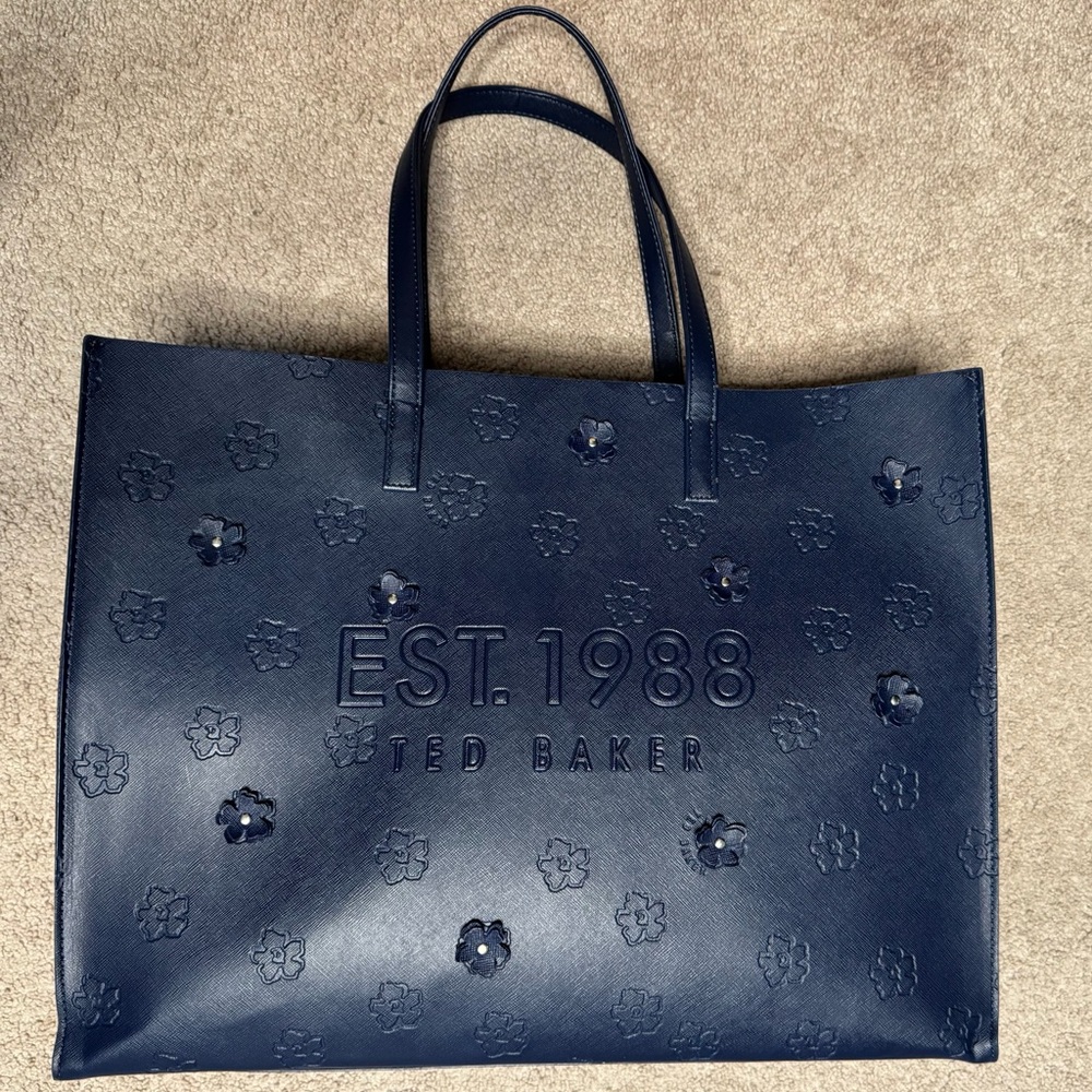 ❌SOLD❌ Ted Baker Embossed Navy Floral Tote